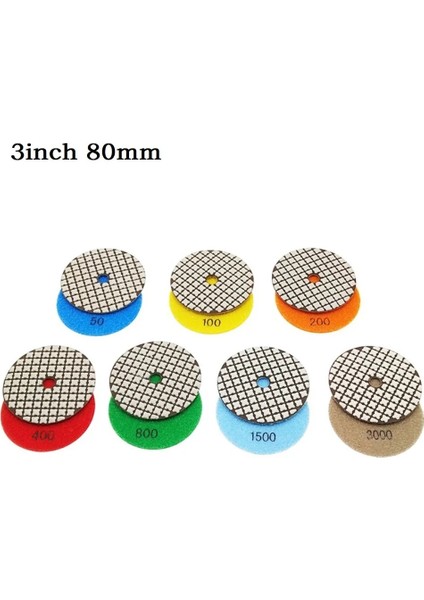 800 3 "80MM Kuru Elmas Parlatma Pedleri Esnek Taşlama Diski Granit Mermer Taş Taşlama Zımpara Diski (Yurt Dışından)