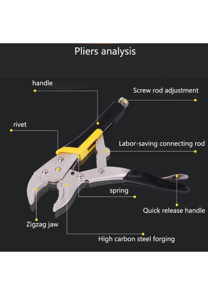 10 Inç 7 "10 Inç Pense Kilitleme Pensesi Ayarlanabilir Kuvvetli Pense Kelepçe Kilitleme Yardımcısı Uzun Kargaburun Kaynak Araçları (Yurt Dışından) modelleri