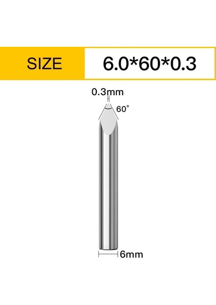 6X60DEG.X0.3 Vsharp 3 Kenarları 6mm Karbür V-Şekli Gravür Ucu Üçgen Freze Kesici Ahşap Akrilik Pvc Yeşim Metal Cnc Aracı Gravür Oyma (Yurt Dışından)
