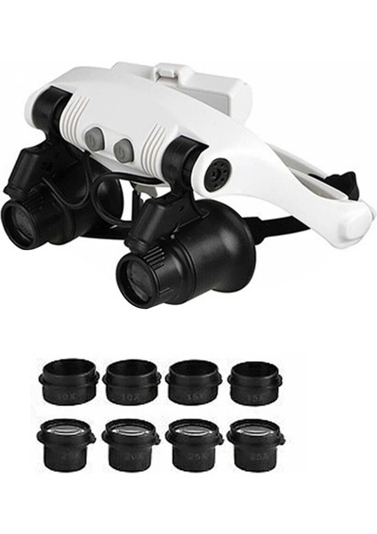 20X Büyüteç Gözlük Loupes Büyüteç Gözlük LED Aydınlatma ile Saat REPAIR10/15/20/25X Lens Yeni Gözlem Mesafesi 1-2 cm (Yurt Dışından) fiyatları