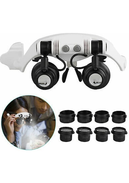 20X Büyüteç Gözlük Loupes Büyüteç Gözlük LED Aydınlatma ile Saat REPAIR10/15/20/25X Lens Yeni Gözlem Mesafesi 1-2 cm (Yurt Dışından) modelleri