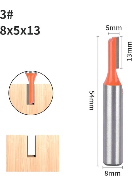 8X5X13 Yusun 8 mm Shank Düz Bit Yönlendirici Bit Ağaç Işleme Freze Kesicisi Ahşap Bit Yüz Değirmeni Karbür Kesici Uç Freze (Yurt Dışından)