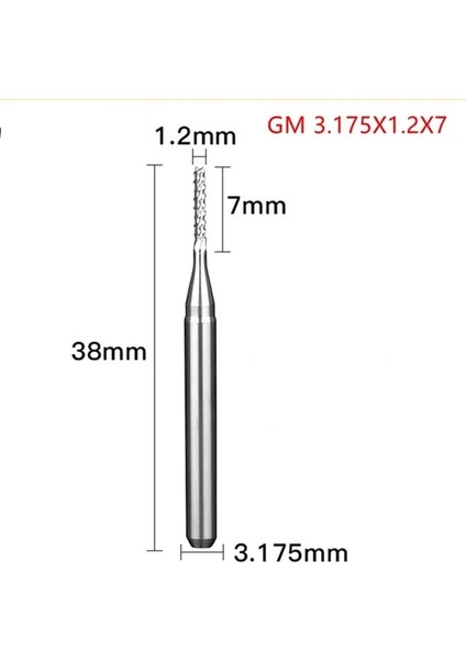 Gm 3.175X1.2X7 3.175 mm Tungsten Karbür Parmak Freze Kesiciler Genişletilmiş Pcb Mısır Dişleri Elektrikli Freze Ucu Gravür Araçları Ahşap Devre Kesici (Yurt Dışından)