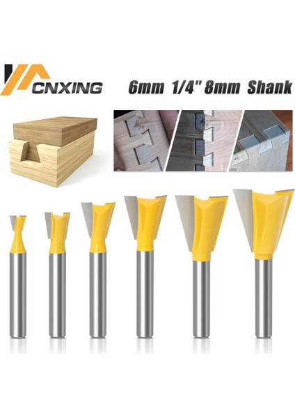 6.35X9.5MM 6mm/8mm Shank 1/4 "shank Kırlangıç Ortak Freze Uçları 14 Derece Ağaç Işleme Gravür Freze Kesiciler Ahşap Tungsten Kesici (Yurt Dışından) fiyatları
