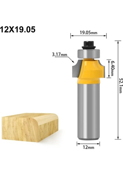 12X19.05 12MM Saplı Köşe Yuvarlak Yönlendirici Bit ile Rulman Freze Kesici Ahşap Ahşap Tungsten Karbür Için (Yurt Dışından)