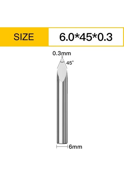6X45DEG.X0.3 Vsharp 3 Kenarları 6mm Karbür V-Şekli Gravür Ucu Üçgen Freze Kesici Ahşap Akrilik Pvc Yeşim Metal Cnc Aracı Gravür Oyma (Yurt Dışından)