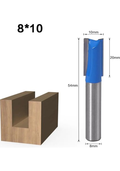 8X10MM 8 mm Shank 2 Flüt Düz Uç Ağaç Işleme Araçları Freze Uçları Ahşap Tungsten Karbür Parmak Freze Freze Kesicisi Seti 6 8 10 12 20MM (Yurt Dışından)