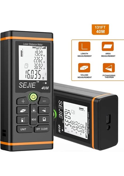 Siyah 40M 40 60 100M Lazer Mesafe Ölçümü Dahili Kabarcık Seviyeleri El Tipi Lazer Uzaklık Ölçer Birimi Dönüşümü Ft M/ın/ft Lazer Ölçümü (Yurt Dışından) fırsatları