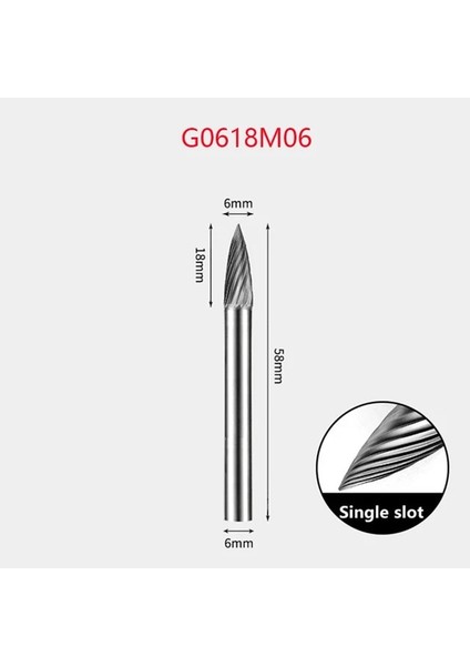 G0618M06 Karbür Döner Dosya 6mm G GX0618M06 Tungsten Çelik, Metal Ahşap Oyma Taşlama Çapak Freze Kesici Makine Aksesuarları Araçları (Yurt Dışından)