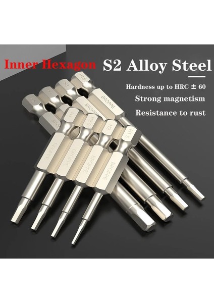100MM 5.0 50/75/150MM Tornavida Ucu Seti 1/4 Inç Shank S2 Manyetik Iç Altıgen Tornavidalar Kafa Tornavida Matkap Seti Alet Takımı Kafa (Yurt Dışından)
