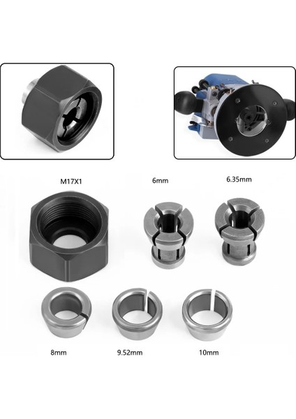10X8 M17 6/6.35/8mm Collet Chuck Adaptörü Somun Gravür Kırpma Makinesi Yönlendirici Elektrikli Freze Makinesi Freze Kesicisi Aksesuarları (Yurt Dışından) indirimleri