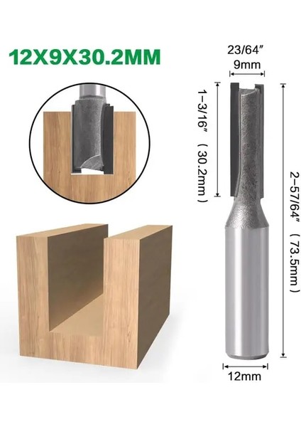 12X9X30.2MM 1 Adet 12MM Shank 2 Flüt Düz Uç Ağaç Işleme Araçları Yönlendirici Bit Ahşap Tungsten Karbür Parmak Freze Freze Kesicisi (Yurt Dışından)