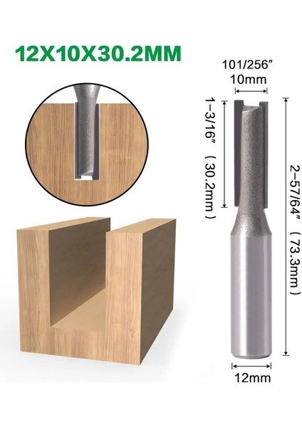 12X9X30.2MM 1 Adet 12MM Shank 2 Flüt Düz Uç Ağaç Işleme Araçları Yönlendirici Bit Ahşap Tungsten Karbür Parmak Freze Freze Kesicisi (Yurt Dışından)