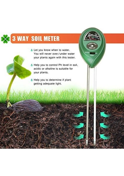 Yeşil 3 In 1 Dijital Toprak Ph Ölçer Güneş Işığı Ph Test Cihazı Bahçe Çiçekleri Nem Sensörü Ölçer Bitkiler Asitlik Nem Ph Monitör Dedektörü (Yurt Dışından) modelleri