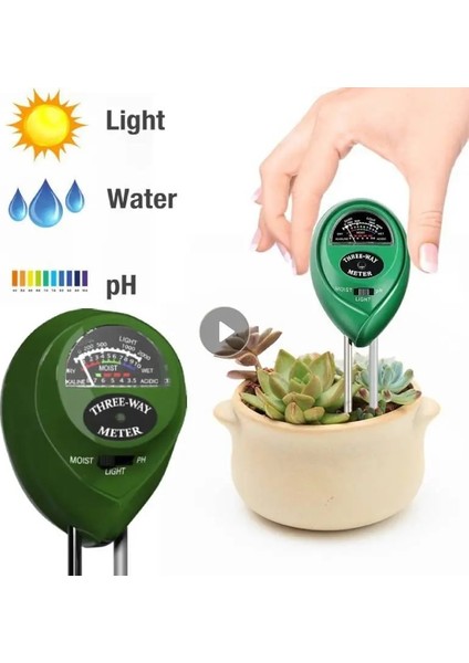 1 Adet 3 In 1 Toprak Ph Ölçer Güneş Işığı Ph Test Cihazı Bahçe Çiçekleri Toprak Nem Sensörü Ölçer Bitkiler Asitlik Nem Ph Monitör Dedektörü (Yurt Dışından)