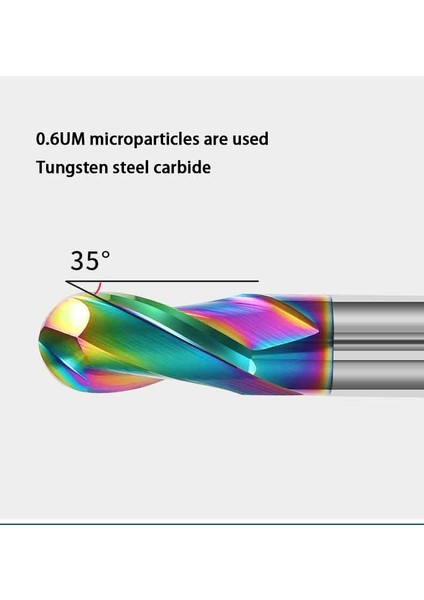 R2.5X6X50 Alüminyum Bilyalı Kesici HRC55 2 Flüt Dlc Alüminize Karbür Bilyalı Kesici Cnc Cnc Freze Alüminyum, Bakır ve Akrilik Aletler (Yurt Dışından)