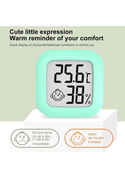 Yeşil Smiley Mini LCD Dijital Termometre Higrometre Kapalı Oda Sıcaklığı Nem Ölçer Sensör Ölçer Hava Istasyonu (Yurt Dışından)