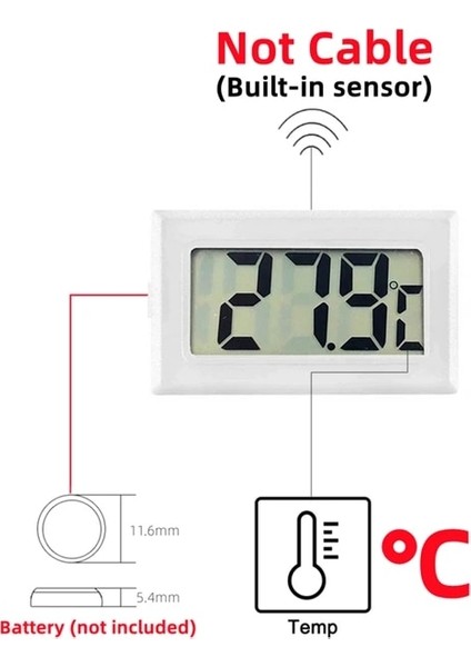 T-Beyaz Mini Dijital LCD Kapalı Uygun Sıcaklık Sensörü Nem Ölçer Termometre Higrometre Ölçer (Yurt Dışından)