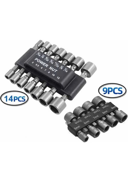 1 Takım (9 Adet) 9-14 Adet/takım Anahtarı 1/4 "vida Metrik Ingiliz Sürücü Aracı Set Adaptörü Matkap Ucu Altıgen Şaft Altıgen Somun Soket Manyetik Olmayan (Yurt Dışından)