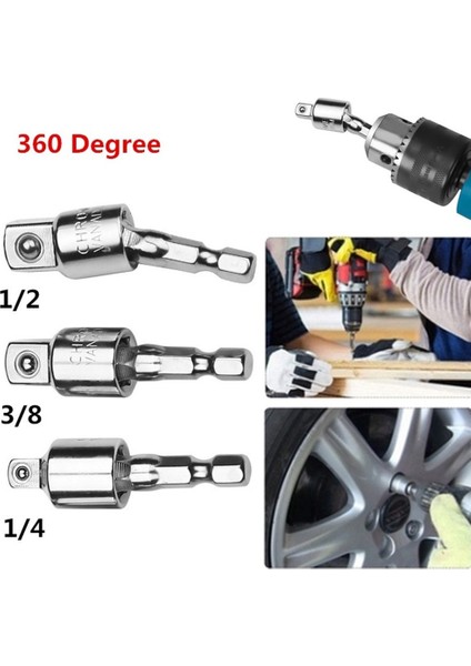 3 8 14 38 12 Darbeli Sürücü Için Elektrikli Matkap Soket Adaptörü Dönebilen Uzatma 360 Derece Dönen Kare Kafa Kol Bağlantısı (Yurt Dışından) fırsatları