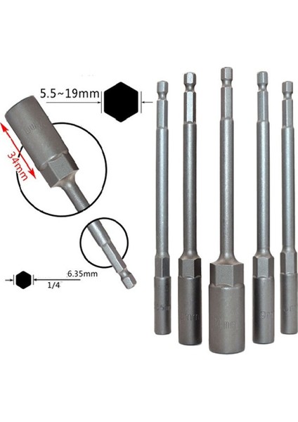 14MM 1 Adet 150MM Altıgen Somun Sürücü Matkap Ucu Adaptörü Soket Anahtarı Uzatma Kol Altıgen Matkap Ucu Uzunluğu 150MM Adaptör Çelik (Yurt Dışından)