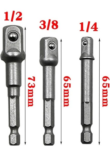 A3 Altıgen Çubuk Adaptörü 1/2 "altıgen Aletler Çelik 3/8" Set Vanadyum 1/4 "bit Uzatma Matkap Uçları Şaft Güç Soket Matkap (Yurt Dışından) indirimleri