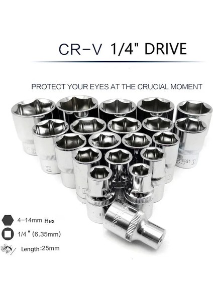 1 ADET-13MM 1 Adet 1/4 "sürücü 25MM Altıgen Lokma Anahtar Kafa 4MM-13MM Metrik Tuşları Lokma Anahtar Cırcır Anahtarı Oto Tamir El Aleti (Yurt Dışından)