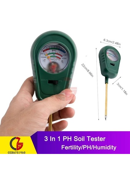 22X6.3X3CM 3 In 1 Dijital Toprak Nemi Ph Ölçer Nem Işık Test Cihazı Bahçe Tesisi Çiçek Hidroponik Toprak Asitliği Analizörü Dedektör Monitörü (Yurt Dışından)