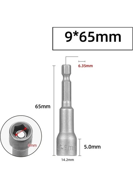 9mm Darbe Soket Manyetik Somun Tornavida Güç Somun Sürücü Matkap Ucu Seti 1/4 "altıgen Soket Adaptörü Cıvata Sürücüleri Tamir Aracı Kiti (Yurt Dışından)