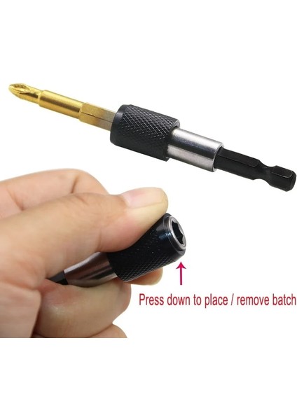 150MM Yeni Siyah 1/4 Hex Shank Hızlı Bırakma Elektrikli Matkap Manyetik Tornavida Bit Tutucu 60MM Yüksek Kalite (Yurt Dışından)