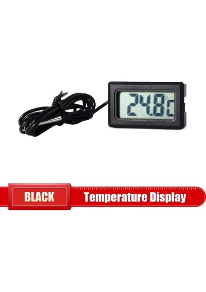 Telli Siyah Mini Dijital LCD Kapalı Termometre Higrometre Ölçer Su Geçirmez Probu Nem Ölçer Sensörü Akvaryum Aletleri Ölçer (Yurt Dışından)