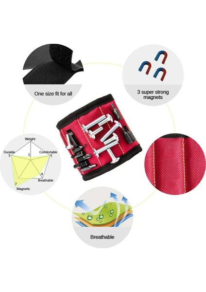 Mavi 3 Mıknatıs Yeni Güçlü Manyetik Bileklik Taşınabilir Alet Çantası Vida Çivi Somun Cıvata Matkap Ucu Tamir Kiti Organizatör Depolama (Yurt Dışından) modelleri