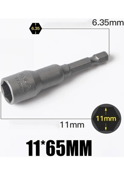11MM x 65MM 1 Adet 3MM-24MM Altıgen Darbe Soketi Manyetik Olmayan Somun Tornavida Seti 1/4 6.35MM Anahtarı 65MM Uzun Adaptör Elektrikli Matkap Soket Kiti (Yurt Dışından)