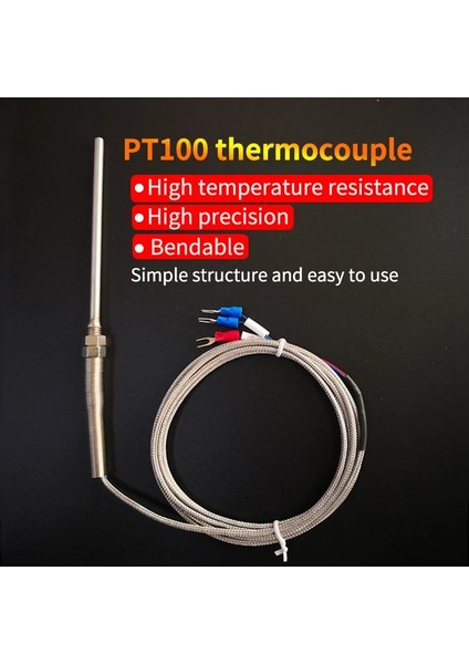 PT100 Type 2m K PT100 Tipi Termokupl Probu 3-Wire M8 Termostat REX-C100 Için Konu Sıcaklık Sensörü (Yurt Dışından)