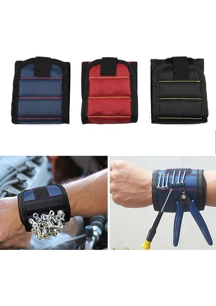 Blue-5 Yeni Güçlü Manyetik Bilek Kayışı Vida Somunu Cıvata Matkap Tamir Kiti Saklama Kutusu Taşınabilir Alet Çantası Tamir Kiti Organizatör Depolama (Yurt Dışından) fırsatları