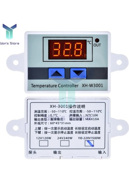 Ac-Dc 110-220V XH-W3001 W3001 220V LED Dijital Termoregülatör Sıcaklık Test Cihazı Akıllı Termostat Sıcaklık Sensörü Kontrol Röle Çıkışı (Yurt Dışından)