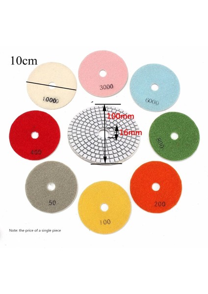 1000 Mesh 1 Adet Elmas Parlatma Pedleri 10CM 4 Inç Islak/kuru Cila Taşlama Taşları Ped Granit Beton Mermer Için Dayanıklı (Yurt Dışından)