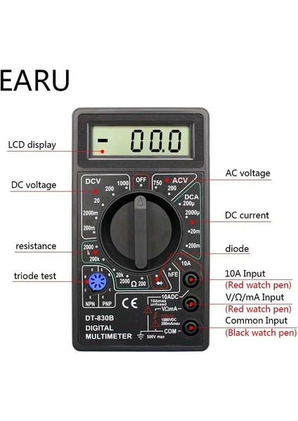 Pembe 1 Takım LCD Dijital Multimetre Ac/dc 750/1000 V Dijital Mini Multimetre Probu Voltmetre Ampermetre Ohm Test Cihazı Metre Gerilim Akım (Yurt Dışından)