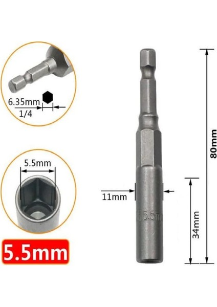 10MM 1 Adet Tornavida Uçları 80MM Uzunluk 14 Hex Hex Soketler 5.5-17MM Sürücü Magne Soket Darbe Somun Cıvata Matkap Uçları Tornavidalar Bit (Yurt Dışından) indirimleri