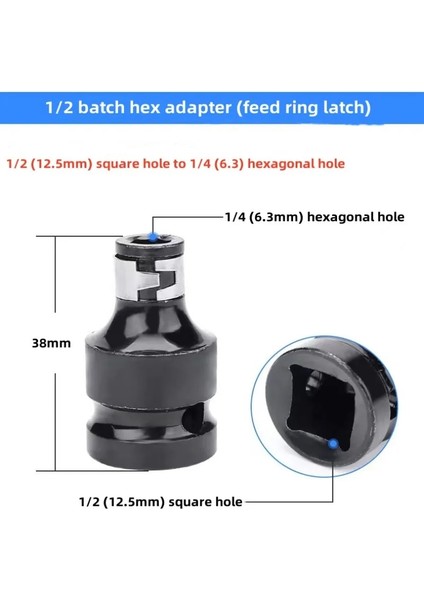 1 Adet Standart 1/2 Inç Kare 1/4 Inç Altıgen Cırcır Soket Darbeli Anahtar Lokma Seti Adaptör Anahtarı Sürücü Dönüştürücü Hızlı Bırakma Aracı (Yurt Dışından)