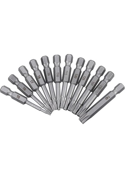 T25 50MM Torx Tornavida Uçları Delikli T5, Torx6, T7, T15 T20 T25 T27 T30 1/4 Inç Hex Shank Elektrikli Tornavida Yıldız Bit Seti (Yurt Dışından)