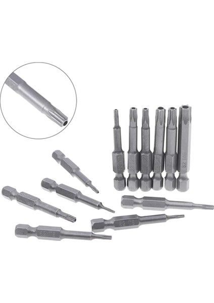 T25 50MM Torx Tornavida Uçları Delikli T5, Torx6, T7, T15 T20 T25 T27 T30 1/4 Inç Hex Shank Elektrikli Tornavida Yıldız Bit Seti (Yurt Dışından)