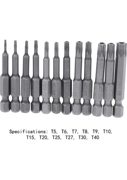 T25 50MM Torx Tornavida Uçları Delikli T5, Torx6, T7, T15 T20 T25 T27 T30 1/4 Inç Hex Shank Elektrikli Tornavida Yıldız Bit Seti (Yurt Dışından)