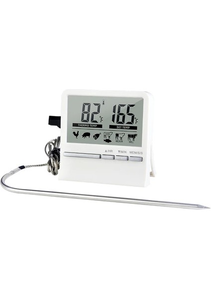 C Elektronik LCD Dijital Gıda Termometresi Barbekü Et Probu Sıcaklık Alarmı Mutfak Pişirme Zamanlayıcısı (Yurt Dışından)