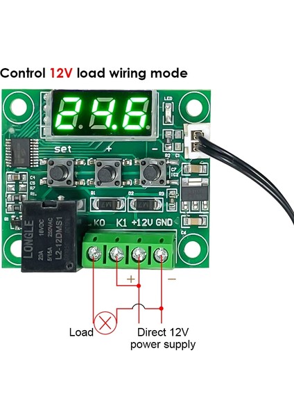 12V Yeşil W1209 Dc 5V 12V 24V Isı Soğuk Sıcaklık Termostat Sıcaklık Kontrol Anahtarı Kontrol Termometre Termo Ntc Sensörü (Yurt Dışından)