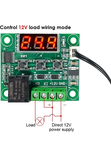 12V Yeşil W1209 Dc 5V 12V 24V Isı Soğuk Sıcaklık Termostat Sıcaklık Kontrol Anahtarı Kontrol Termometre Termo Ntc Sensörü (Yurt Dışından)
