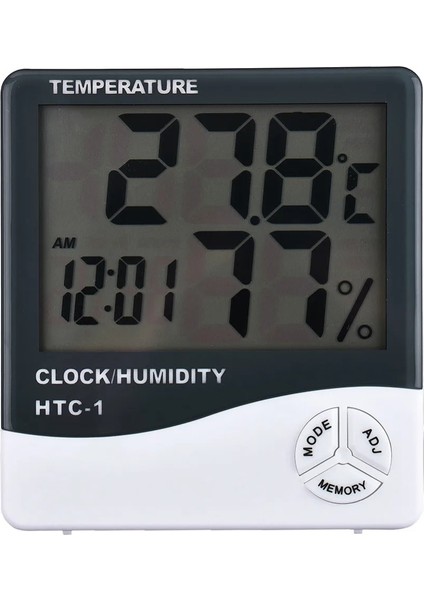Beyaz LCD Elektronik Dijital Sıcaklık Nem Ölçer Ev Mini Oda Termometresi Sıcaklık Nem Monitörü Saat Htc-1 (Yurt Dışından) modelleri