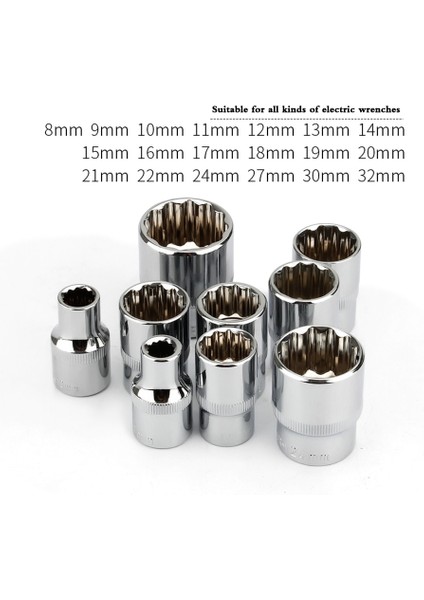 15MM 1 Adet 1/2 "8-32MM Kare Sürücü 12 Noktalı Soket Bit Cırcır Anahtarı 12PT Soket El Aleti Kiti 12 Açı Erik Çiçeği Kol (Yurt Dışından)