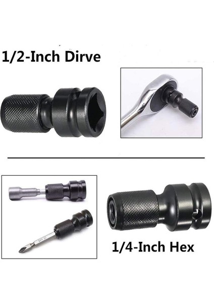 1 Adet Standart 1/2 "kare 1/4" Altıgen Cırcır Lokma Anahtar Soket Adaptörü Ingiliz Anahtarı Takımı Sürücü Dönüştürücü Evrensel Uyarlanabilir Darbe Aracı (Yurt Dışından)