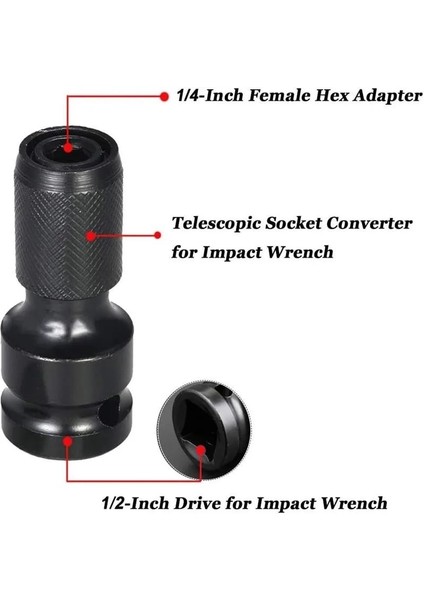 1 Adet Standart 1/2 "kare 1/4" Altıgen Cırcır Lokma Anahtar Soket Adaptörü Ingiliz Anahtarı Takımı Sürücü Dönüştürücü Evrensel Uyarlanabilir Darbe Aracı (Yurt Dışından)